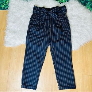 Paper bag high waisted belted style dress pants cropped size 7